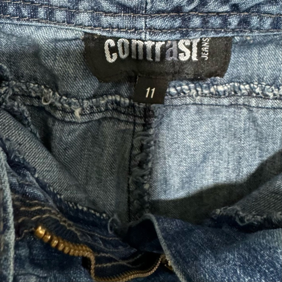 Vintage Early 90s Contrast Denim Maxi Pencil Skirt Back Slit Pockets Size 11 EUC - Picture 4 of 7